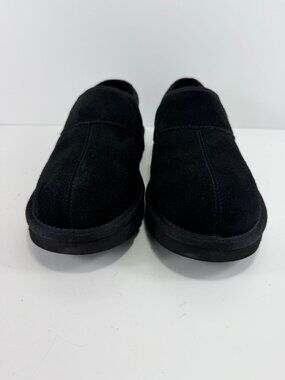 UGG Mens Black Suede Slippers Size 8 With Shearling Lining